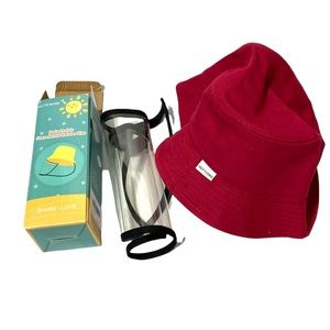 Red Hat With Detachable Face Shield For Kids Brand New